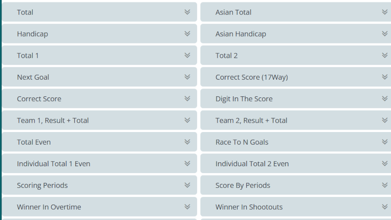 some of the available betting markets for a football match at 22Bet Kenya